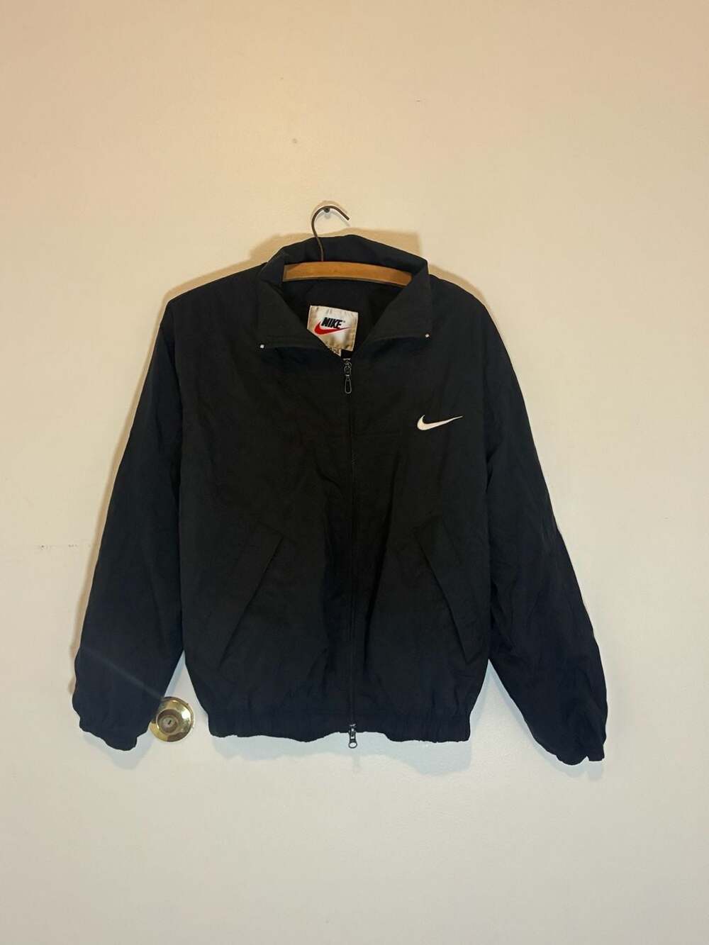 Nike Vintage Full Zip Windbreaker Jacket Size Youth XL 16-18 Black